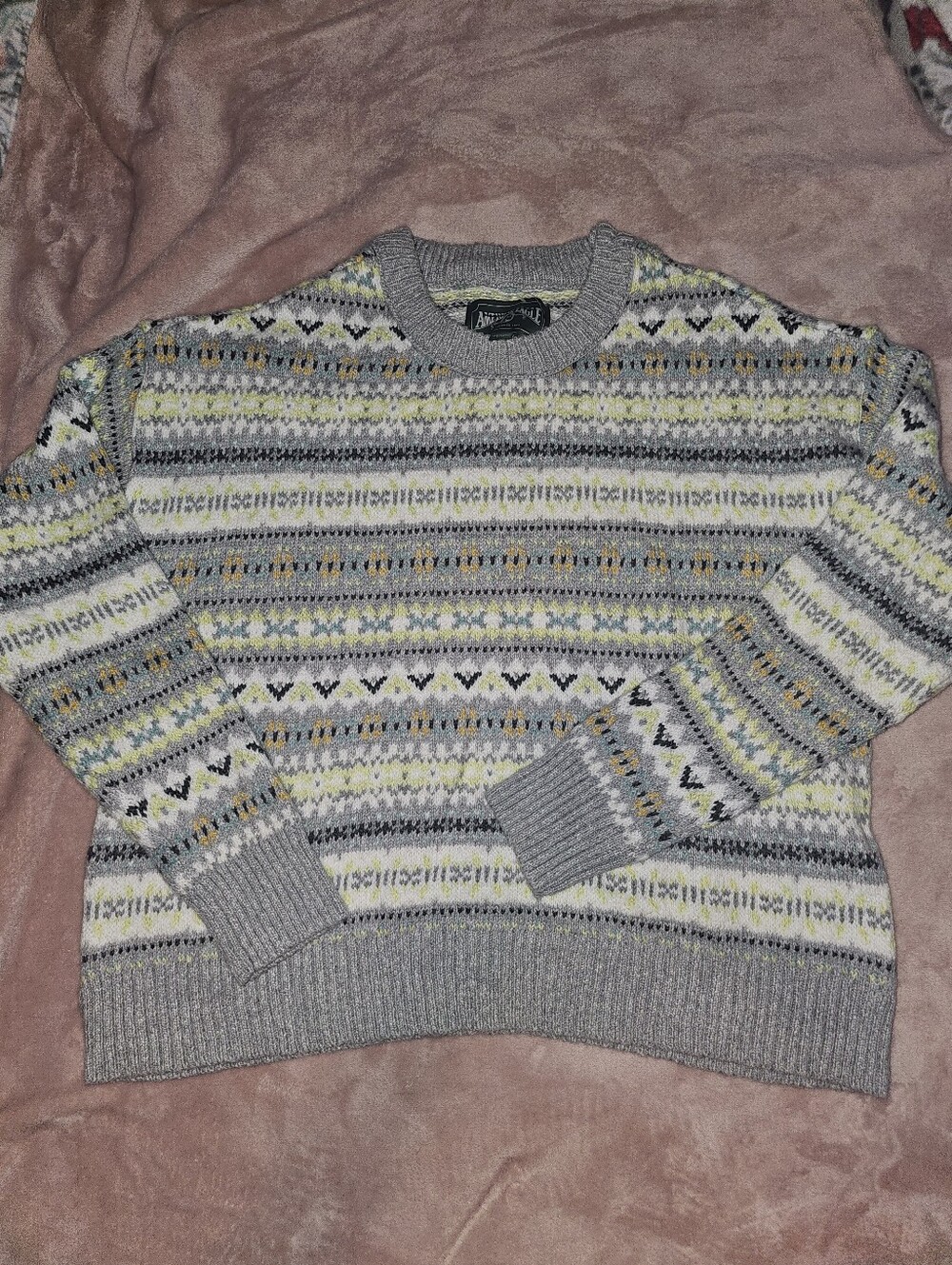 American Eagle Yellow/Grey Fair isle Snowdrift Sweater oversized size M